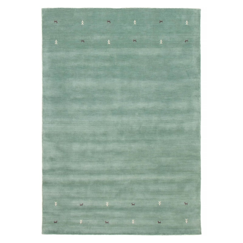 Kashkuli Gabbeh Turquoise Rug 6'6" x 9'5" - 6'6 x 9'5 - Turquoise - 6'6 x 9'5