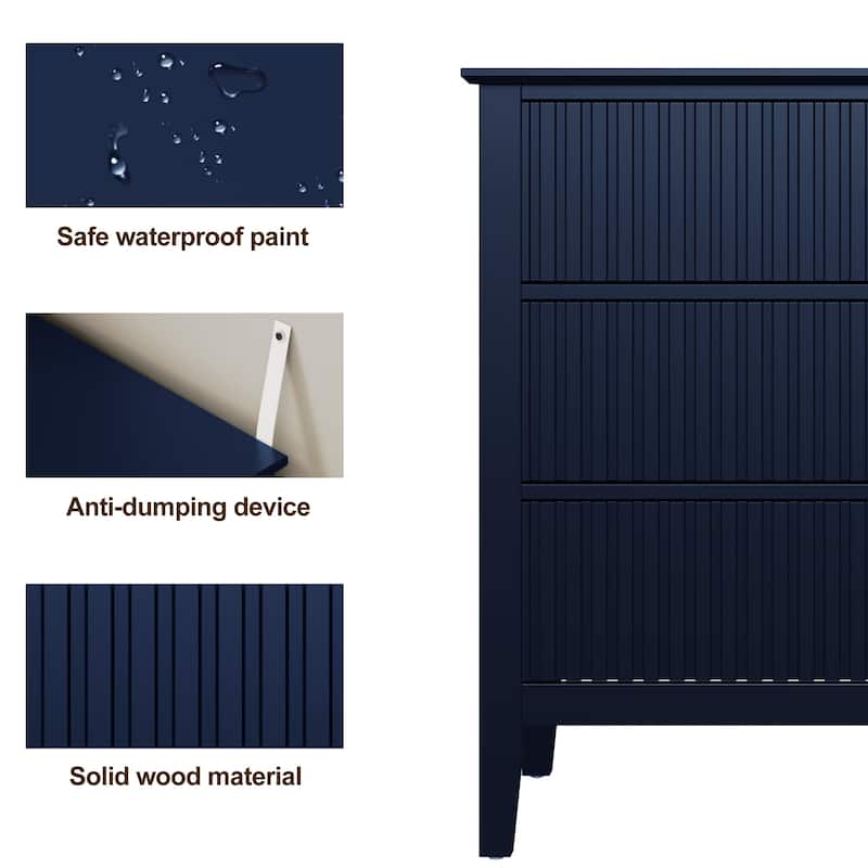 Fluted 3 Drawer Dresser