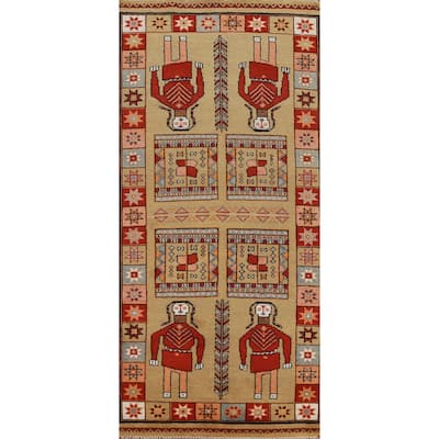 Hand Knotted Oriental 100% Wool Carpet Traditional Tribal Yellow & Gold Heriz (serapi) Runner Rug - 10' 0'' X 4' 1''