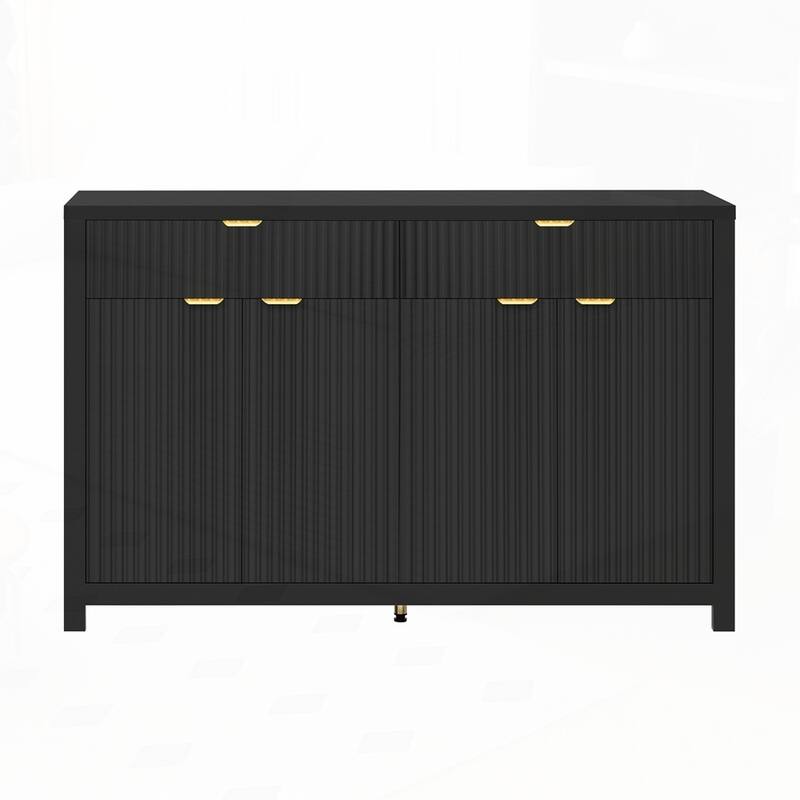 Wave-Pattern Sideboard Cabinet with 2 Drawers and 4 Doors