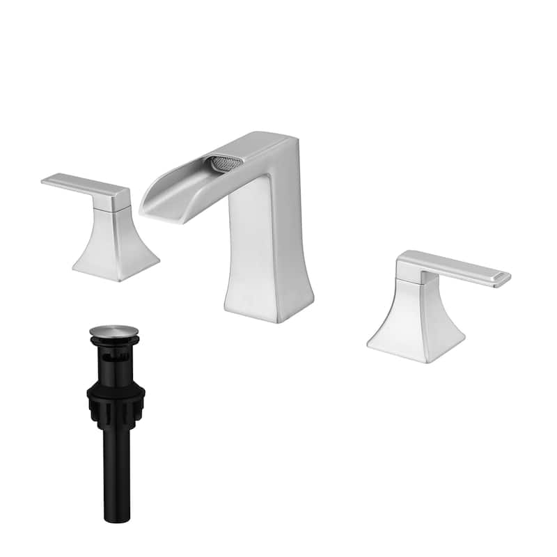 Double Handle Three-Hole Bath Waterfall Faucet with Drain