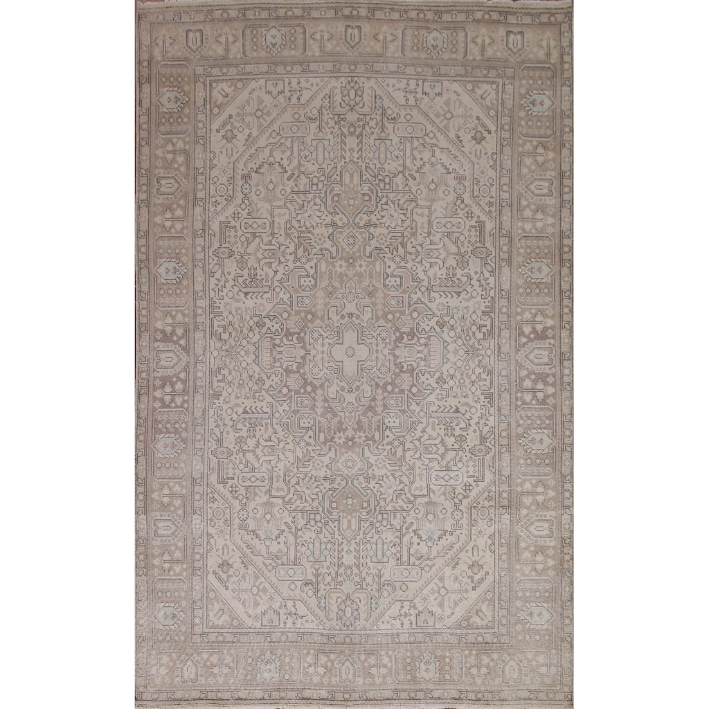 Distressed Tabriz Persian Rug Hand-knotted Wool Carpet - 6'3" x 9'6"