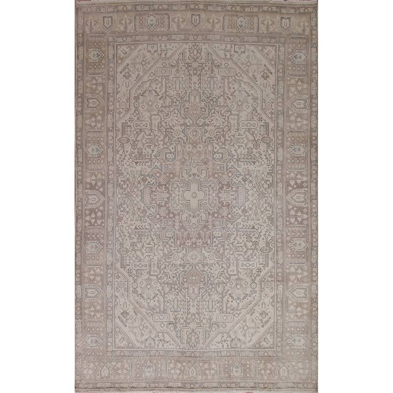 Distressed Tabriz Persian Rug Hand-knotted Wool Carpet - 6'3" x 9'6"