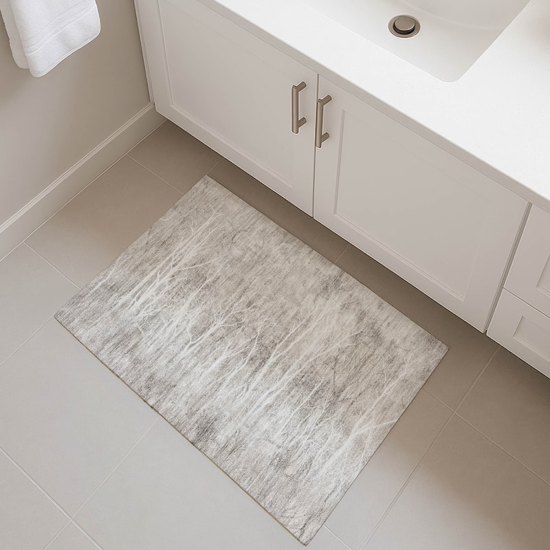 Premium Washable Super Soft Modern Forest Mayfield Rug - Silver - 1'8" x 2'6"