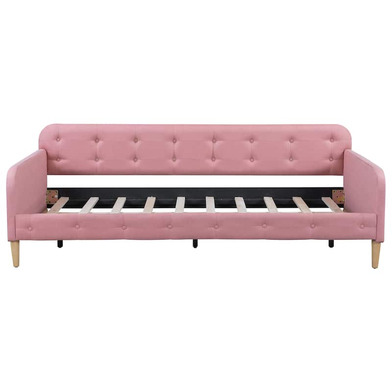 Roomfitters Twin Size Upholstered Daybed with Padded Frame and Four Support Legs for Modern Living