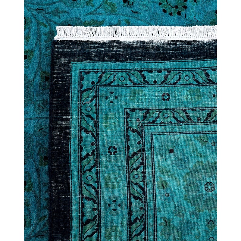 Overdyed, One-of-a-Kind Hand-Knotted Area Rug - Blue - 12' 1" x 17' 1"