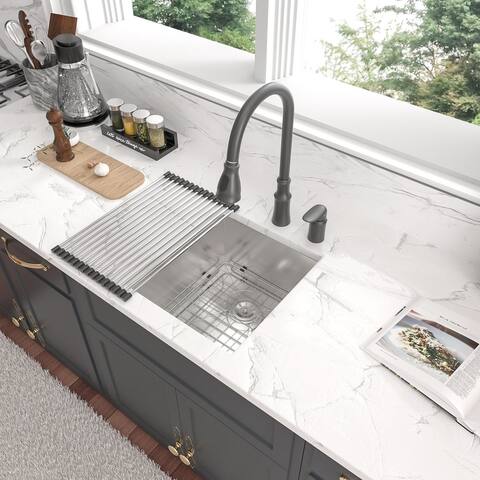 Lordear 15/17 inch Single Bowl Undermount Kitchen Sink Stainless Steel Bar Sink