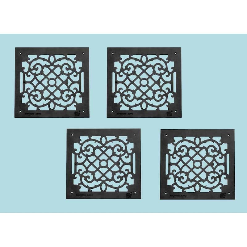 4 Air Grilles Black Cast Aluminum Rustproof Set of 4 | Renovator's Supply