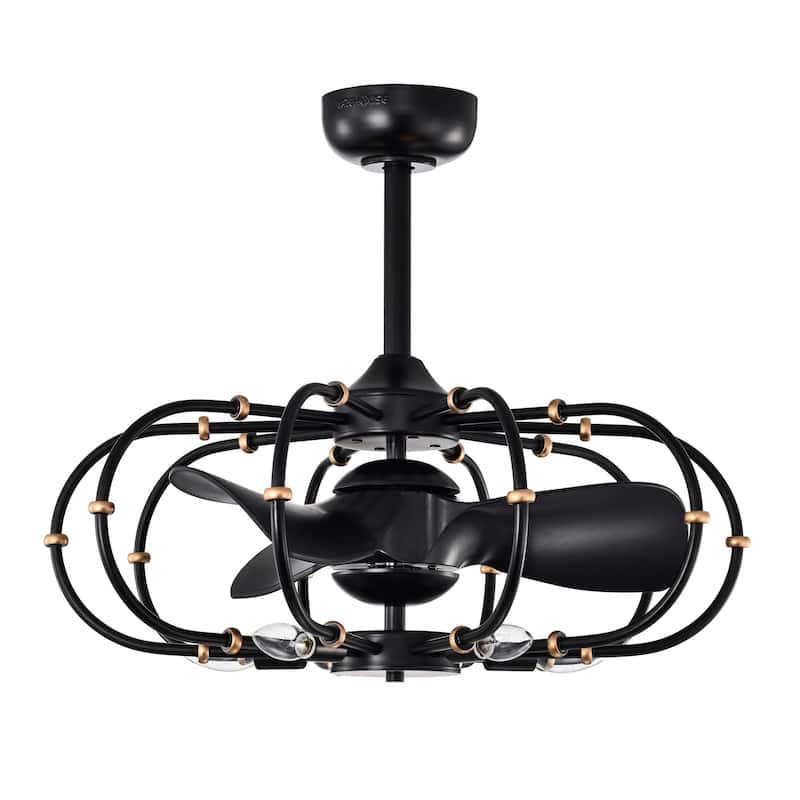 Mill 29 Inch Matte Black with Gold plate Remote Fandelier