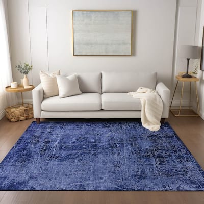 Machine Washable Indoor/ Outdoor Abstract Solid Chantille Rug