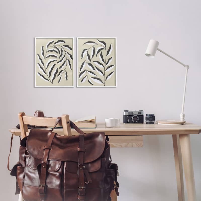 Stupell Midcentury Mod Botanicals Framed Giclee Art Design By Grace Popp (Set of 2)