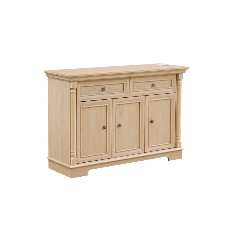 Farmhouse Roman Column Cabinet‌ – Wooden Storage Unit with Drawers & Doors, Coffee Bar & Wine Cooler for Kitchen or Hallway