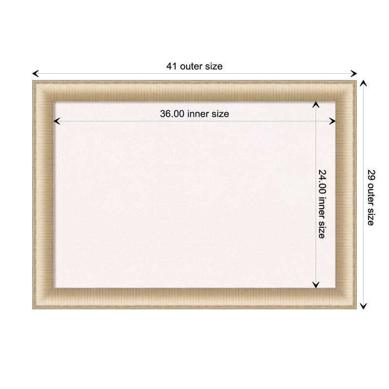 Elegant Brushed Framed White Corkboard Bulletin Board - Elegant Brushed Honey - Board Size 36x24
