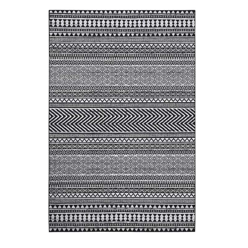 Garvee Moroccan Geometric Machine Washable Area Rug - 2' x 6' Runner - black