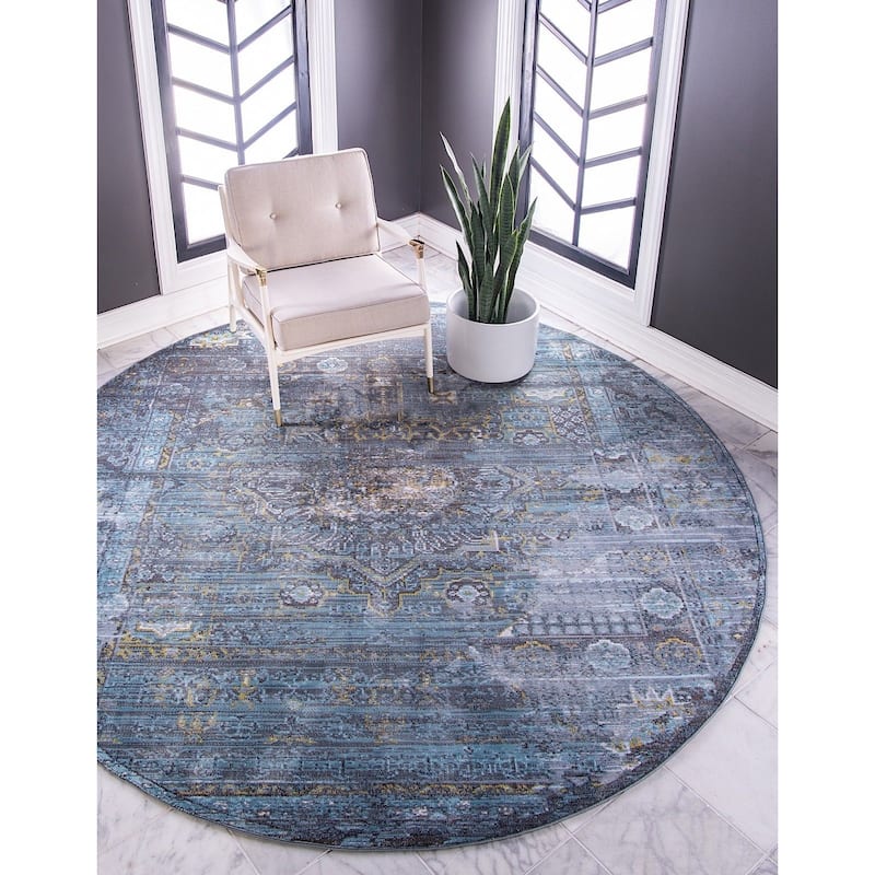 Transitional Samana Collection Area Rug - 4' Round - Dark Gray