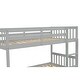 preview thumbnail 13 of 17, Twin Over Twin Rubber Wood Bunk Bed with Trundle, Convertible into 2 Twin Size Beds,with Ladder and Safety Guardrails-Grey