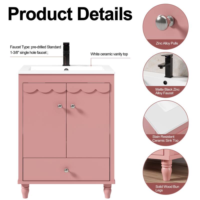 Lace Trim Freestanding Bathroom Vanity Set - Perfect for Bathrooms