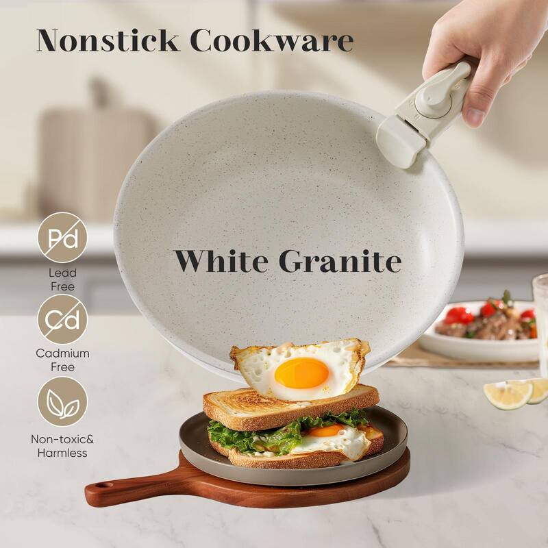 Rossetta 12-Piece Granite Non-Stick Kitchen Cookware Set with Detachable Handles