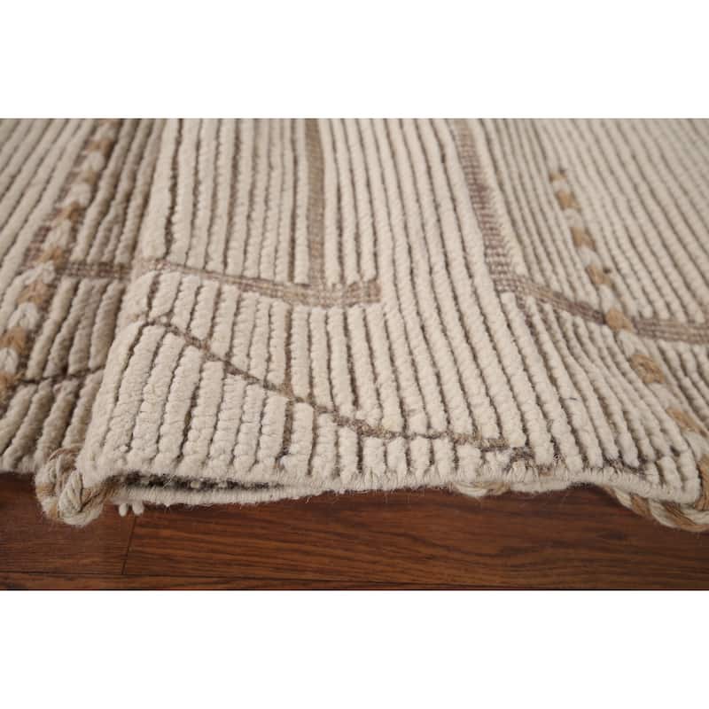 Earth Tone Moroccan Oriental Area Rug Handmade Wool Carpet - 6'0"x 9'4"