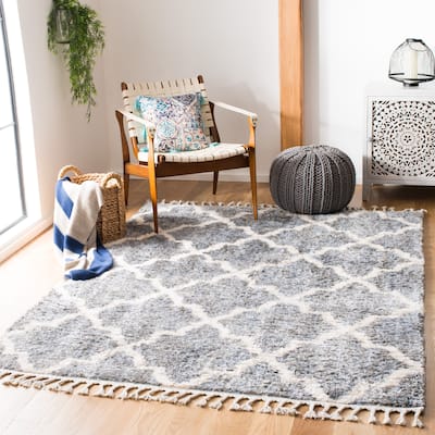 SAFAVIEH Berber Fringe Shag Melva Trellis Rug