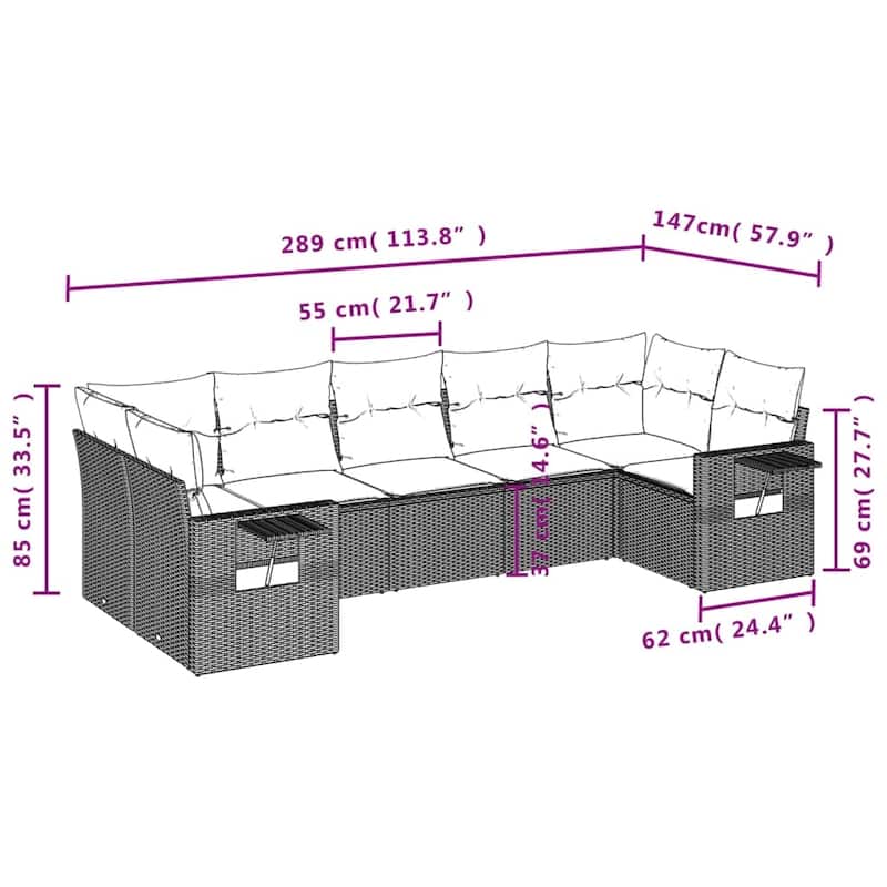 vidaXL Garden Sofa Set - 24.4 x 33.5 x 27.2