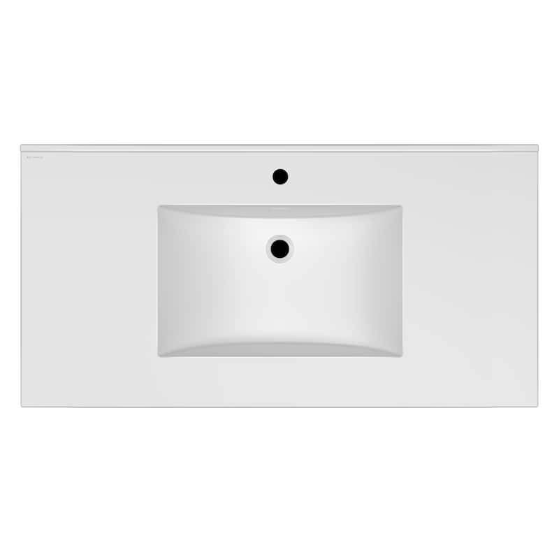 Countertop Vanity Sink with Integrated Rectangular Bowl