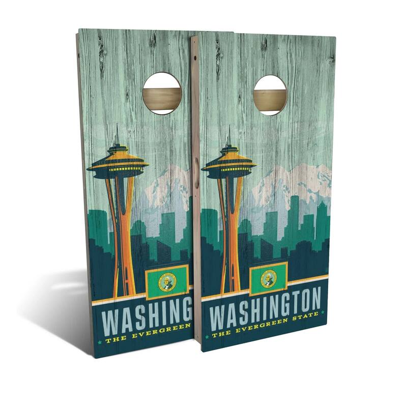 Washington State Pride Outdoor Cornhole Board Set - Board Wraps Only - Include Hole + Edge Lights