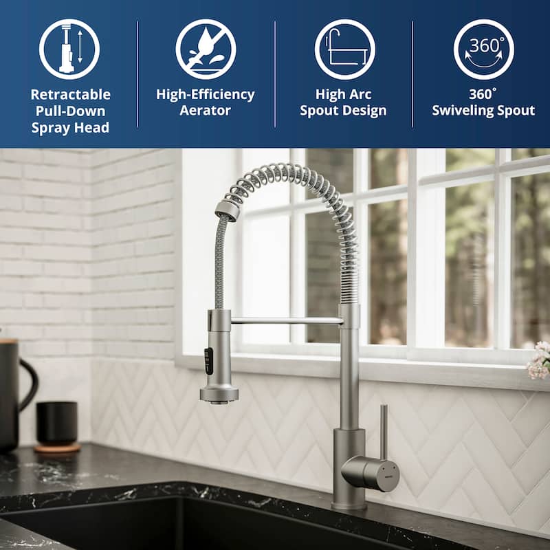 Karran Kadira Single-Handle Pull-Down Sprayer Kitchen Faucet