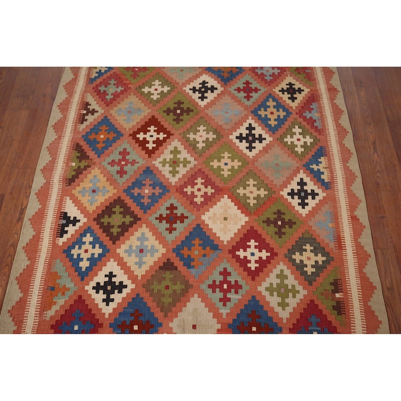 Vegetable Dye Kilim Qashqai Persian Vintage Foyer Vintage Wool Carpet - 3'6"x 4'9"