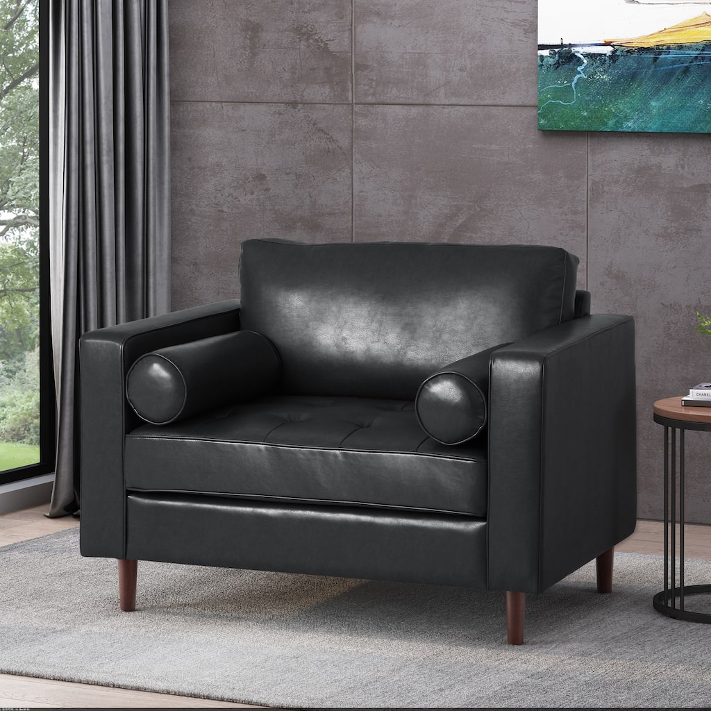 Black 44.75" PU Upholstered Club Chair