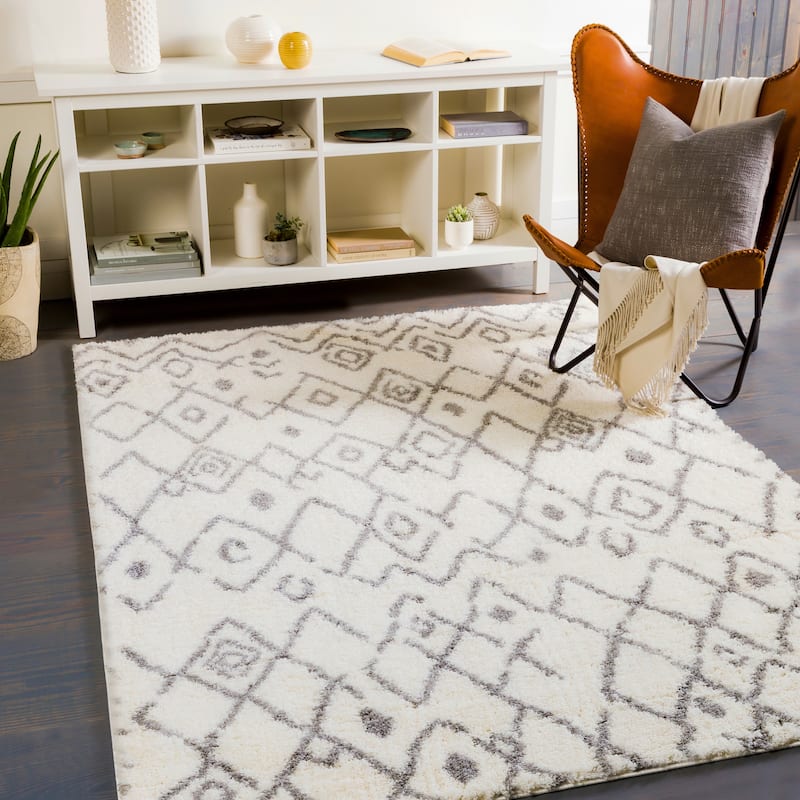 Anderson Plush Moroccan Diamond Area Rug - 5'3" x 7'3" - Cream - Rectangle