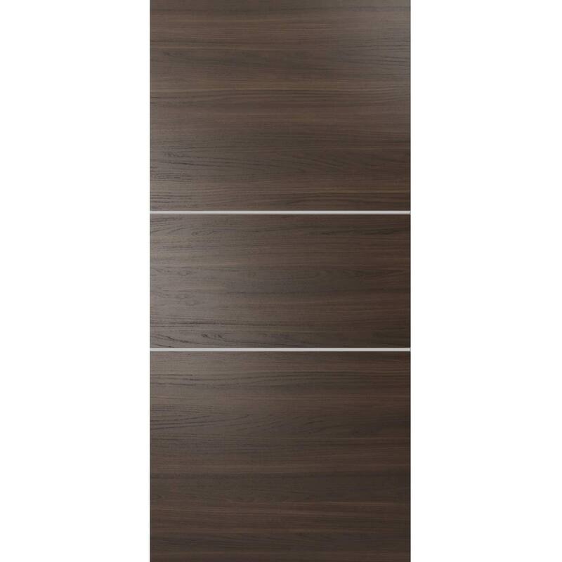 Slab Barn Door Panel 18x80 Planum 0110 Chocolate Ash with Sturdy Finished - Grey - 32" x 80"