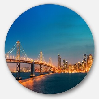 Designart 'Illuminated San Francisco Skyline' Cityscape Disc Metal ...
