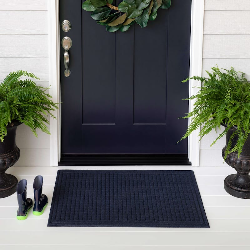 Mohawk Home Waffle Grid Impression Indoor/Outdoor Recycled Rubber All Weather Utility Doormat