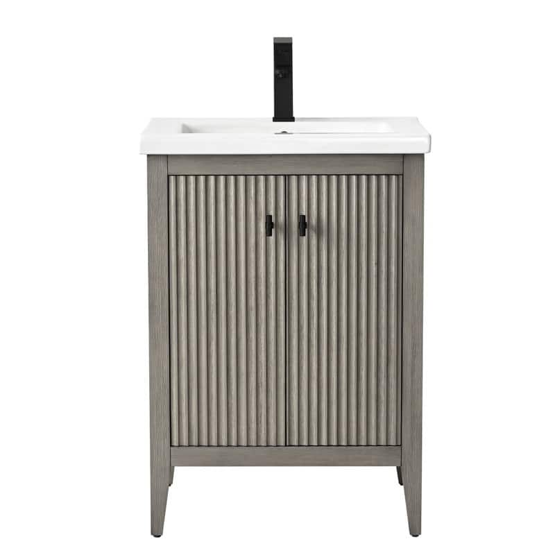 Vanity Art 24" Single Sink Bathroom Vanity Cabinet with Ceramic Top