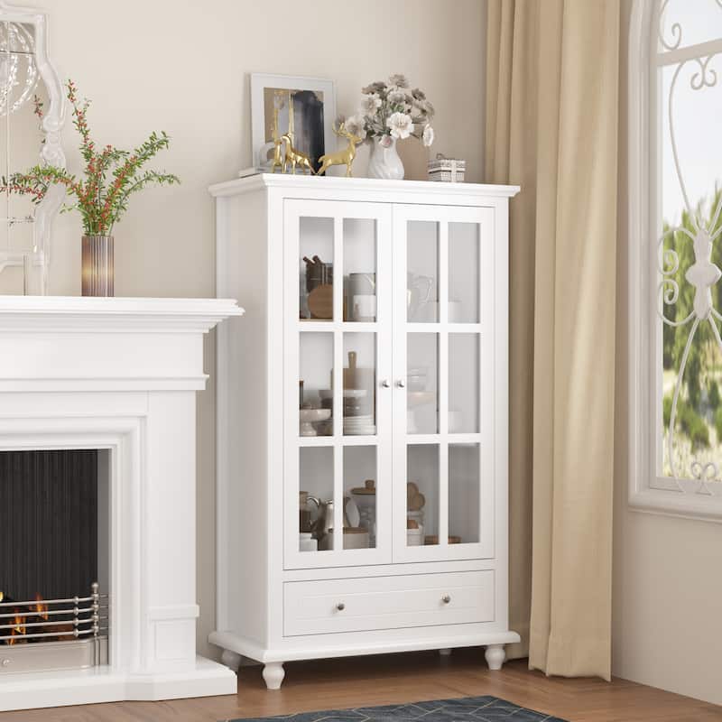 Timechee 31.5'' W Curio Cabinet Bookcase Display Cabinet China Cabinet