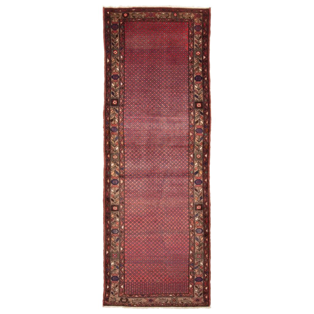 ECARPETGALLERY Hand-knotted Andelz Red Wool Rug - 3'4 x 9'10