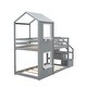 preview thumbnail 15 of 13, Twin Over Twin Bunk Bed with Storage Stairs,Wood Bed with Roof, Window, Guardrail, Ladder