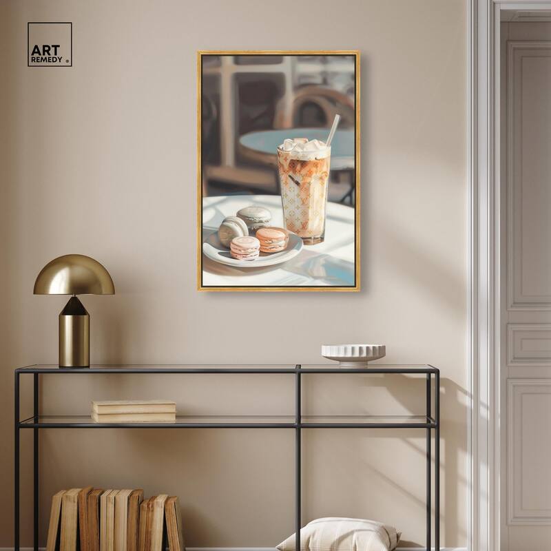 Glam Iced Coffee and Macarons Canvas by Art Remedy