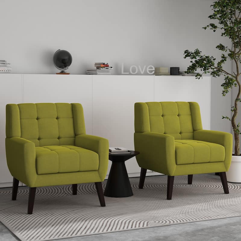 Tufted Arm Chair Upholstered Lounge Chair(Set of 2)