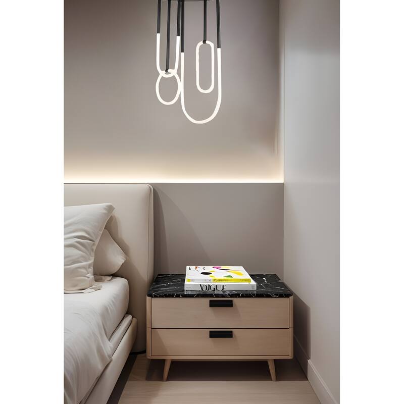 4-Light Integrated LED Contemporary Multi-Ring Space-Inspired Metal Chandelier - Black