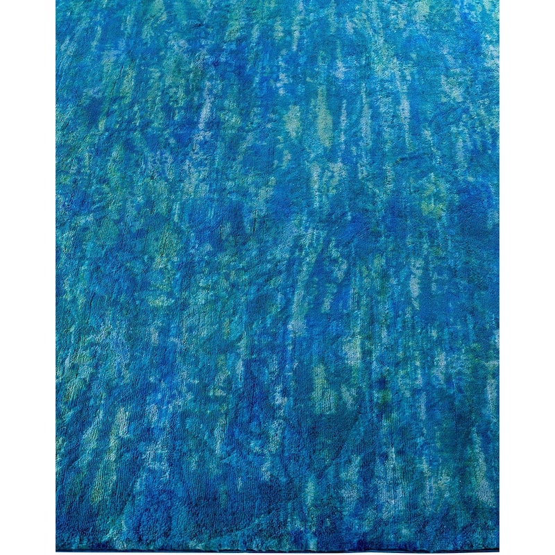 Vibrance, One-of-a-Kind Hand-Knotted Area Rug - Blue, 4' 4" x 10' 3" - 4' 4" x 10' 3"