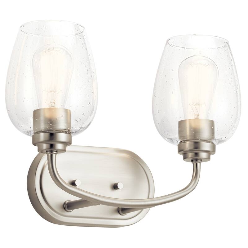 Kichler Valserrano 14.50 inch 2 Light Vanity Light with Clear Seeded Glass in Brushed Nickel