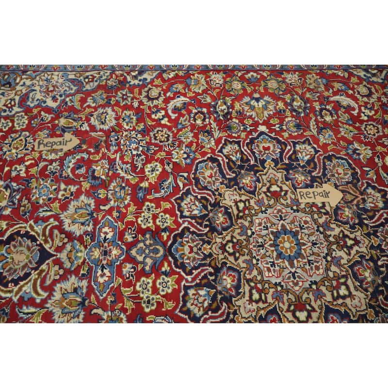 Hand Knotted Oriental 100% Wool Carpet Traditional Floral Red Najafabad Area Rug - 10' 5'' X 6' 8''