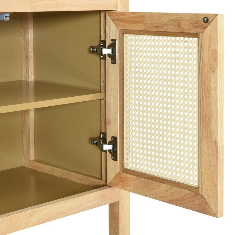 60" Bohemian Rattan Buffet Storage Cabinet with Adjustable Shelves for Functional Home Organization