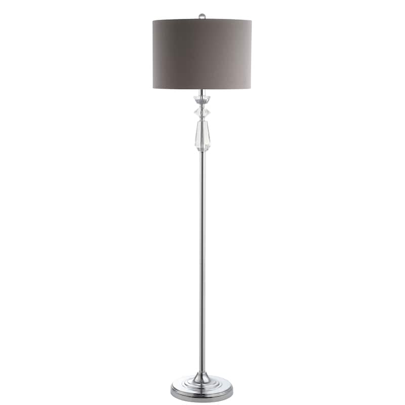 Aubrey 59.5" Crystal / Metal LED Floor Lamp, Clear/Chrome With Gray Shade by JONATHAN Y - 59.5" H x 15" W x 15" D