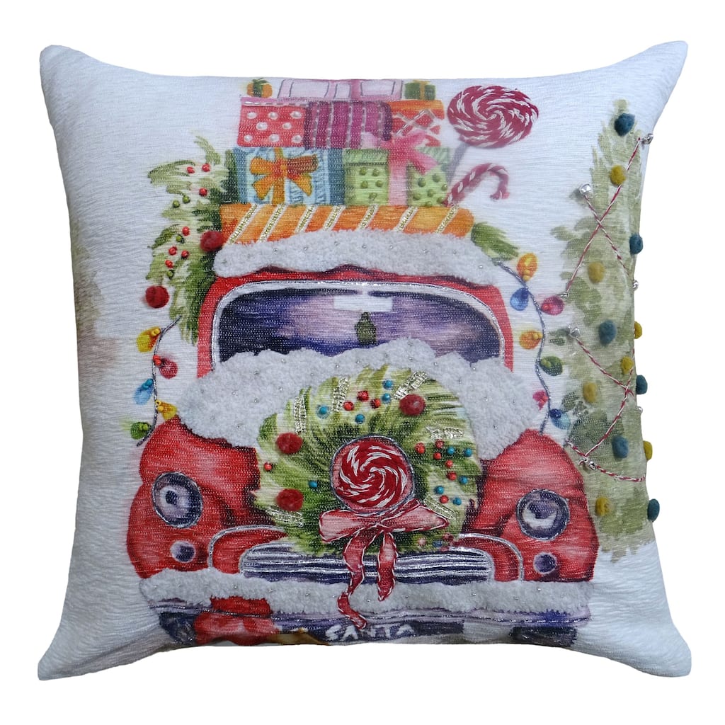 VIbhsa 20" x 20" Christmas Embroidered Throw Pillow