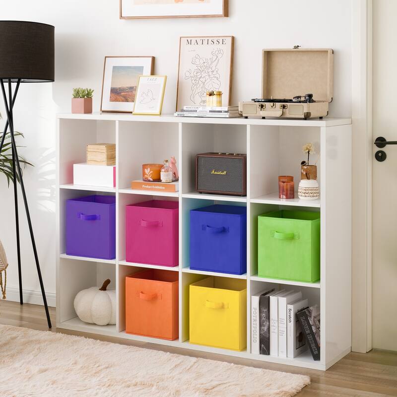 6 Pack Fabric Storage Cube Bins, Collapsible Cube Organizers with Handles