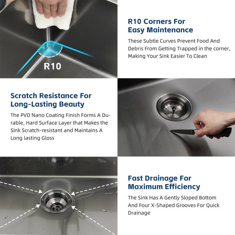 8 x 18 Inch 16 Gauge Stainless Steel Undermount Kitchen Sink