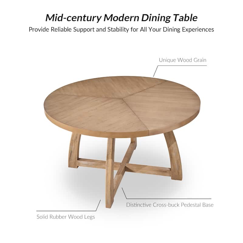 Bryan Mid-century Modern 54" Solid Wood Round Dining Table by HULALA HOME